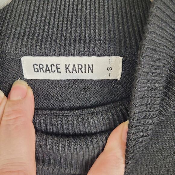 Grace Karin black sweater dress Size small ribbed knit high neck Quiet Luxury - Picture 4 of 10